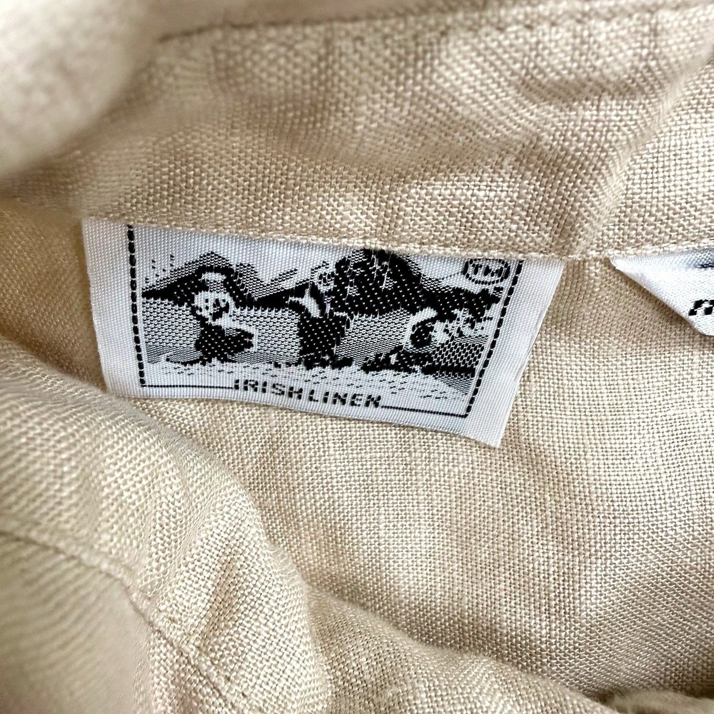 Richard Malcolm Safari Shirt Women Large Beige Linen Cotton Utility Short Sleeve - Picture 9 of 10